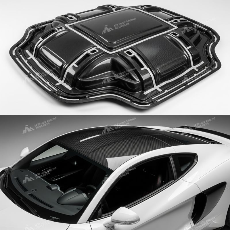 High-Performance Sports Car Carbon Fiber Roof Molds - Streamlined Uni-body Forming & Structural Reinforcement